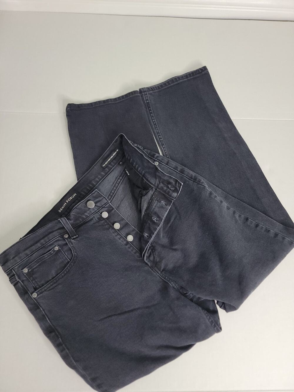 Denim Forum Aritzia Jeans 31 The Arlo Hi-Rise Straight Stretch Button Fly Black